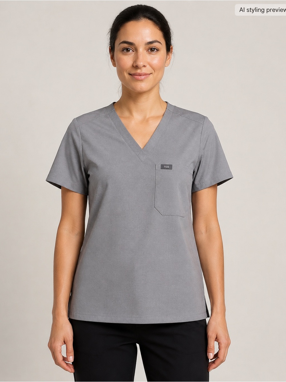 Figs Women's V-Neck Scrub Top in Gray
